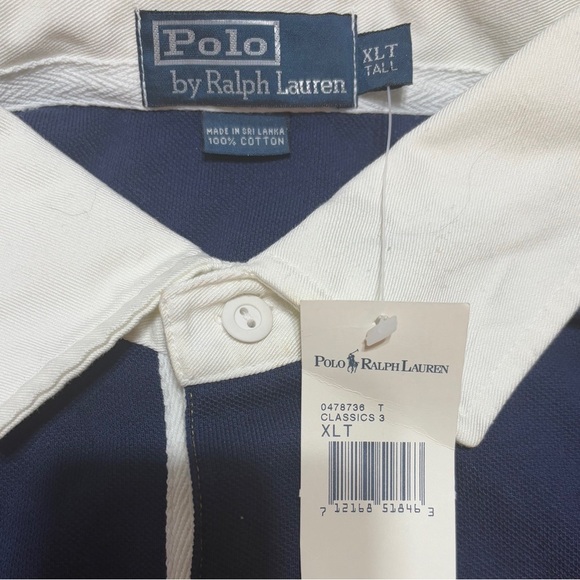 NWT The Iconic Rugby Shirt Polo Ralph Lauren Men’s Sz L Navy/Yellow Stripe - Picture 6 of 6